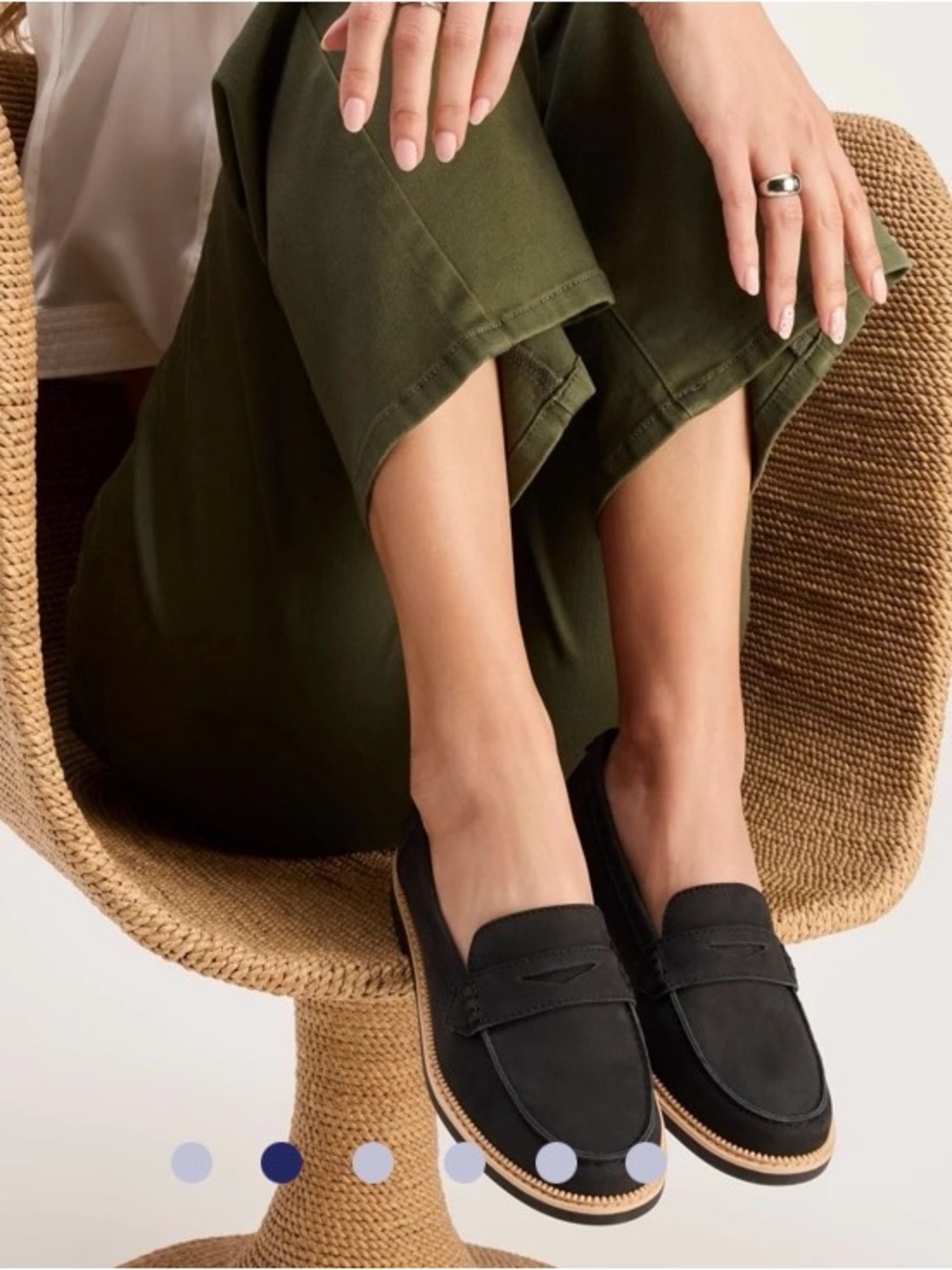 Toms Black Suede Penny Loafers with Contrast Stitching